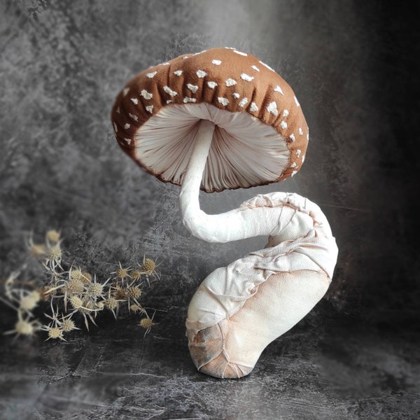 Mushroom textile sculpture, soft sculpture for home decor, mushroom art, mushroom table decor, textile art