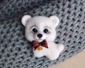 Felt brooch dog Needle felted dog Animal brooch Needle felted brooch Felting Dog Needle felted animal Wool Jewelry puppy