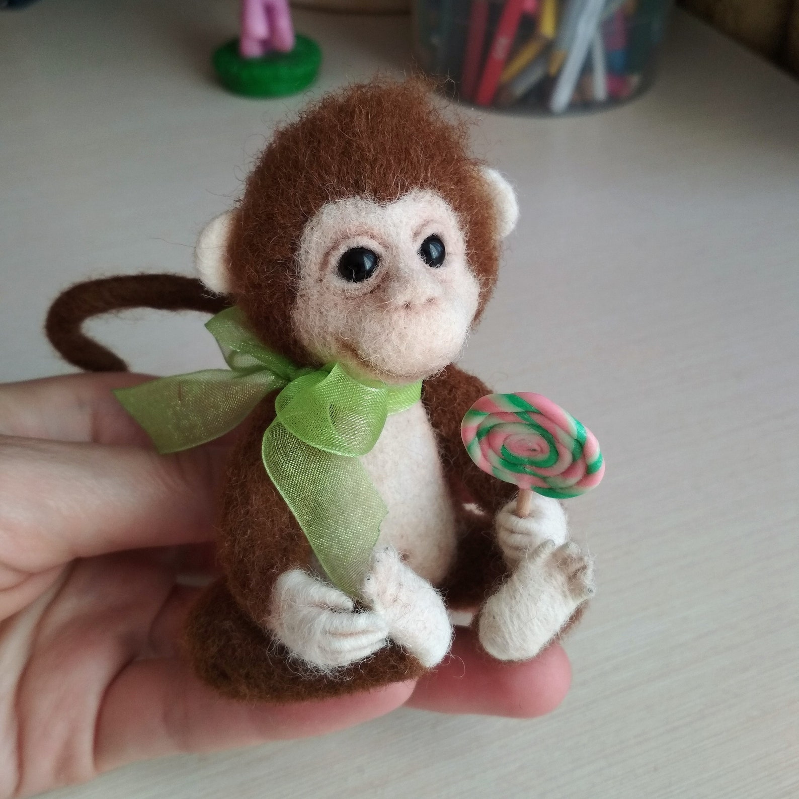 Funny Monkey Needle Felted Animal Felt Monkey Needle Felted Etsy