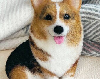 Aangepaste Corgi-broche, realistische naaldvilten hondensculptuur, Pembroke Welsh Pet Memorial