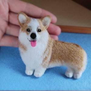 Needle Felted Corgi Sculpture: Custom 3D Pet Portrait
