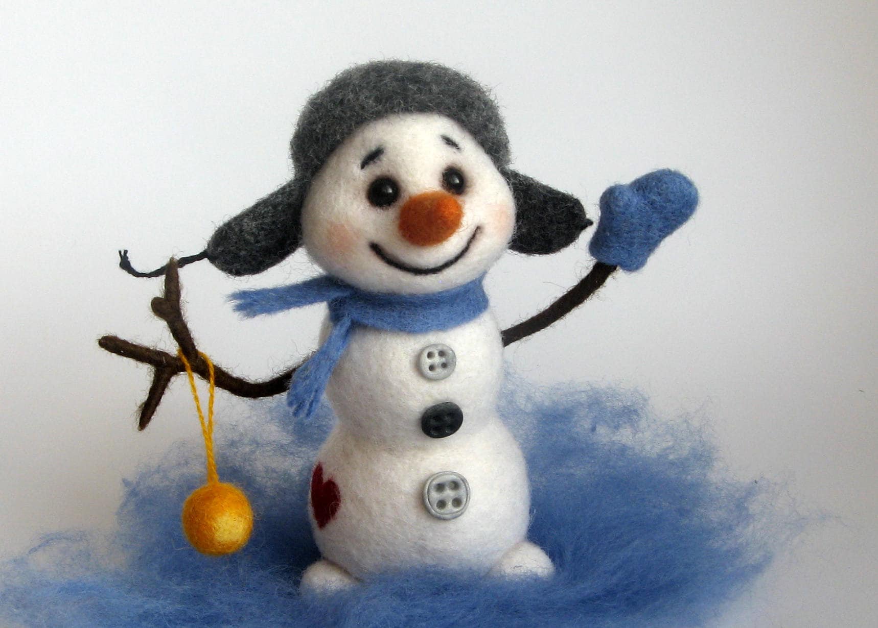 8cm Felt Snowman Handmade Micro Mini Snowman Doll Felt Christmas