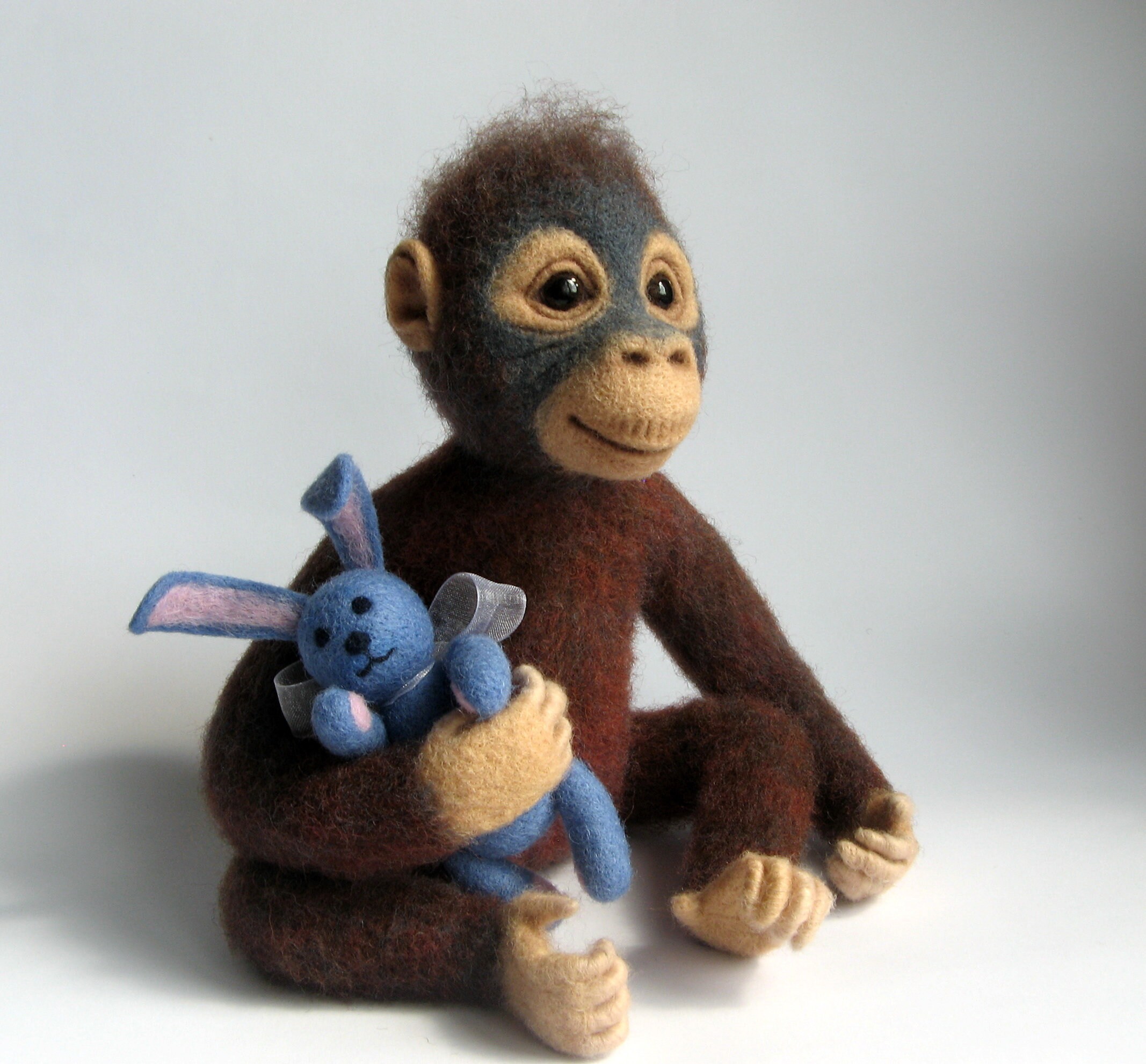Felt Monkey Needle Felted Monkey Needle Felted Animal Felted Etsy