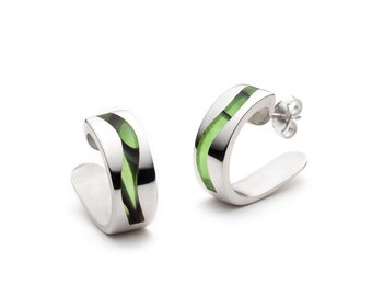 Green comma earrings