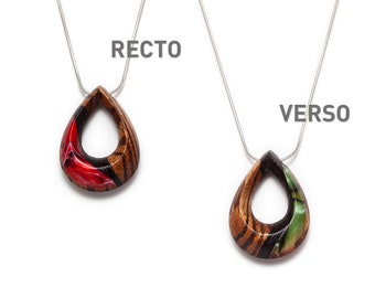 Reversible red and green drop necklace