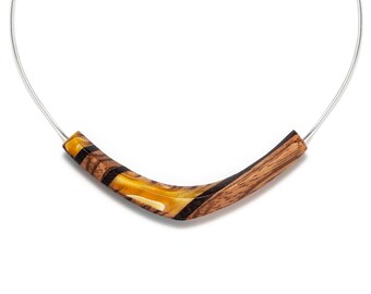 Reversible minimalist handmade wooden necklace