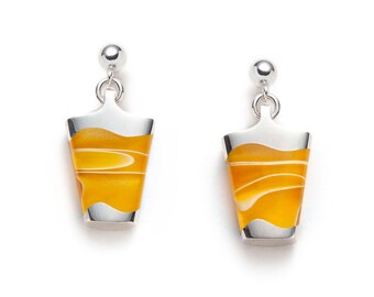 Dangling yellow silver earrings