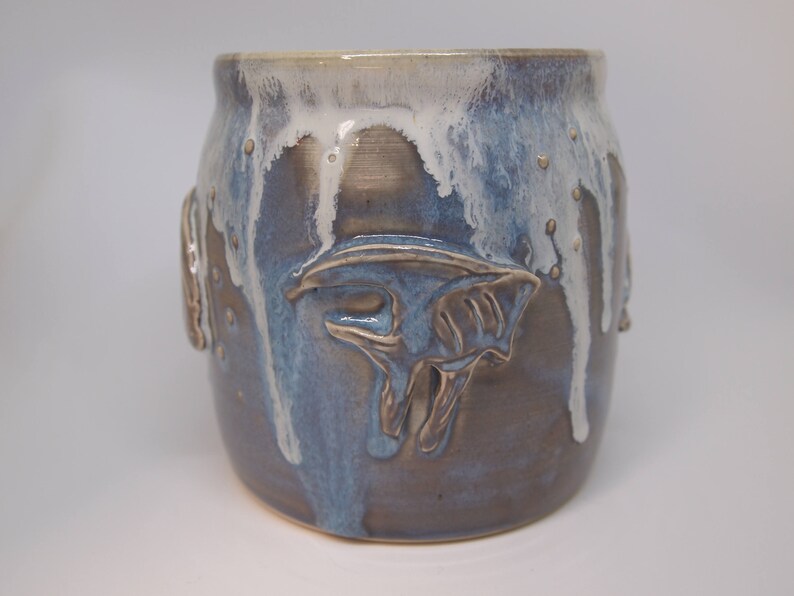 Summer Party Utensil Holder with Hand Carved Decorative Marine Life Ornaments