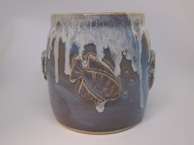Summer Party Utensil Holder with Hand Carved Decorative Marine Life Ornaments