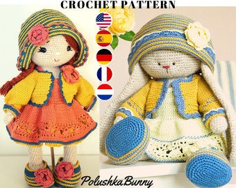 crochet pattern amigurumi doll Clothes Pattern Outfit "REGINA"  / Polushkabunny