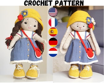 crochet pattern amigurumi doll clothes Outfit "Kilye" - English, Deutsch, Français, Nederlands, Español  / Polushkabunny