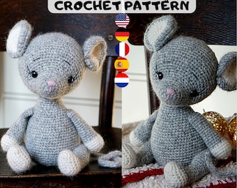 Polushkabunny Crochet mouse toy pattern toy amigurumi animals - Crochet Toy Pattern