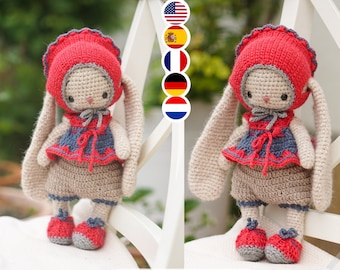 GEHAAKT PATROON / amigurumi-pop speelgoedkleding / outfit voor babymeisje voor konijntje van 10 inch