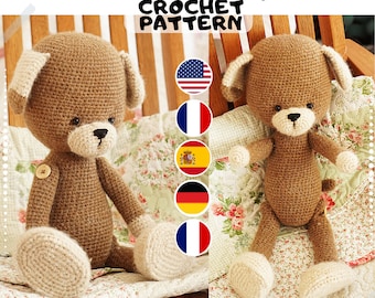 amigurumi pattern - puppy pdf crochet pattern - English, Deutsch, Français, Nederlands, Español  / Polushkabunny