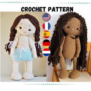 Polushkabunny Crochet doll patterns - amigurumi doll - English, Deutsch, Français, Nederlands, Español - Crochet Toy Pattern