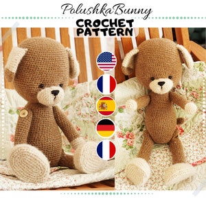 amigurumi pattern - puppy pdf crochet pattern - English, Deutsch, Français, Nederlands, Español  / Polushkabunny