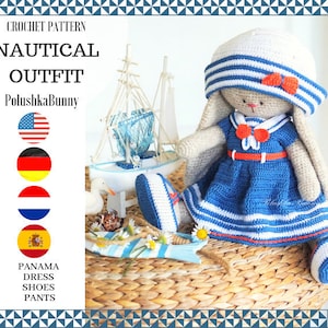 Polushkabunny Crochet pattern Amigurumi doll Clothes English, Deutsch, Français, Nederlands, Español image 1