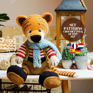 SET - Patrón de tigre de crochet + conjunto de ropa patrones patrón de juguete amigurumi / Polushkabunny
