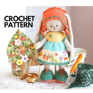 crochet pattern amigurumi doll bunny clothes Outfit "Grethen" / Polushkabunny