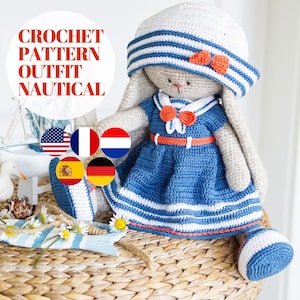 Polushkabunny Häkelanleitung Amigurumi Puppenkleidung - English, Deutsch, Français, Nederlands, Español