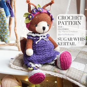 Sockersvans - Virkat ekorremönster + Mönster för leksaker och kläder - av Polushkabunny