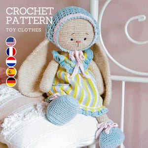 Crochet pattern amigurumi doll Clothes Pattern Outfit &quot;APRIL&quot; / Polushkabunny