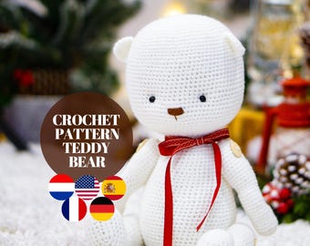 crochet bear patterns - Teddy Bear Amigurumi Doll - English, Deutsch, Français, Nederlands, Español - Crochet Toy Pattern  / Polushkabunny