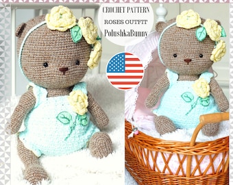 CROCHET PATTERN Amigurumi Doll Toy Clothes Outfit "Yellow Roses" / Polushkabunny