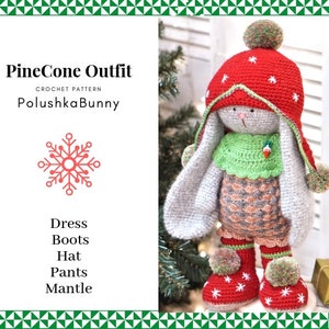 crochet pattern amigurumi doll toy Clothes Outfit Christmas Pine Cone / Polushkabunny