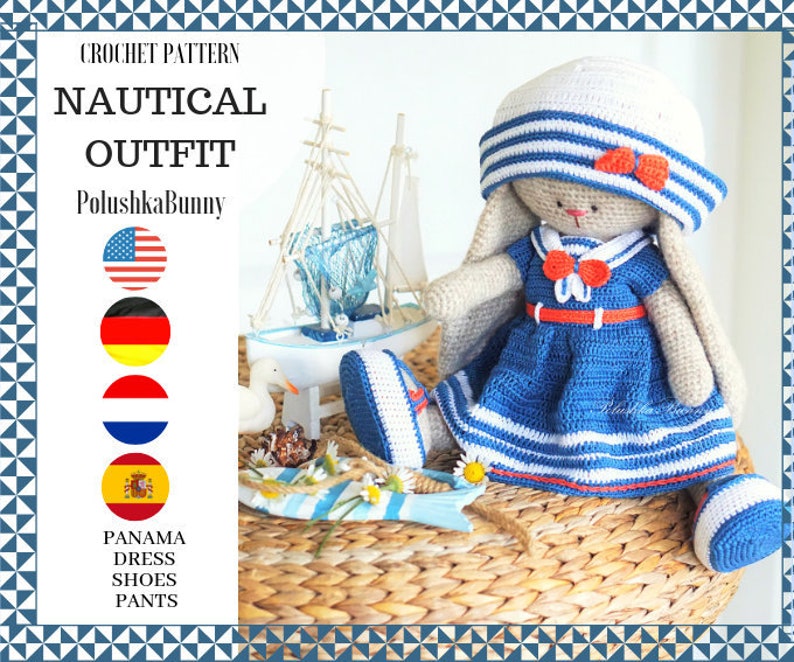 Polushkabunny Crochet pattern Amigurumi doll Clothes English, Deutsch, Français, Nederlands, Español image 1