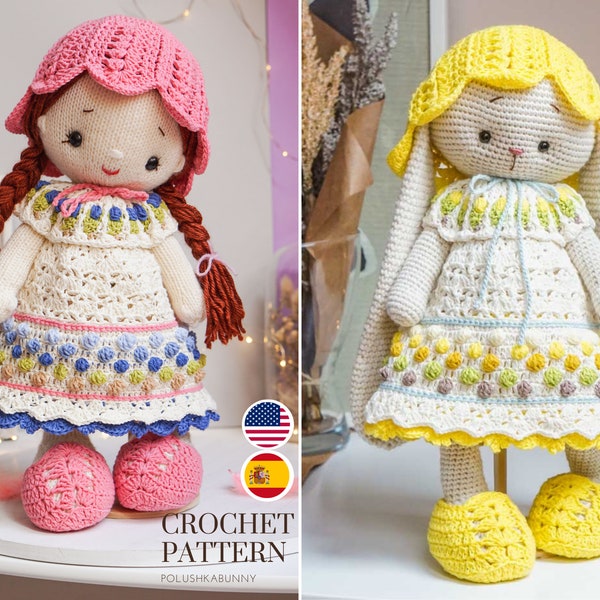 Polushkabunny crochet patterns clothes for amigurumi toys / Outfit "SUNFLOWER"