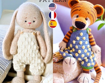 Polushkabunny Crochet pattern amigurumi doll clothes crochet pattern for bunny cat bear lamb dog