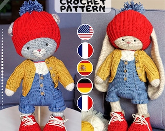 Сrochet pattern PDF Doll Clothes Outfit "Jovie" - English, Deutsch, Français, Nederlands, Español  / Polushkabunny