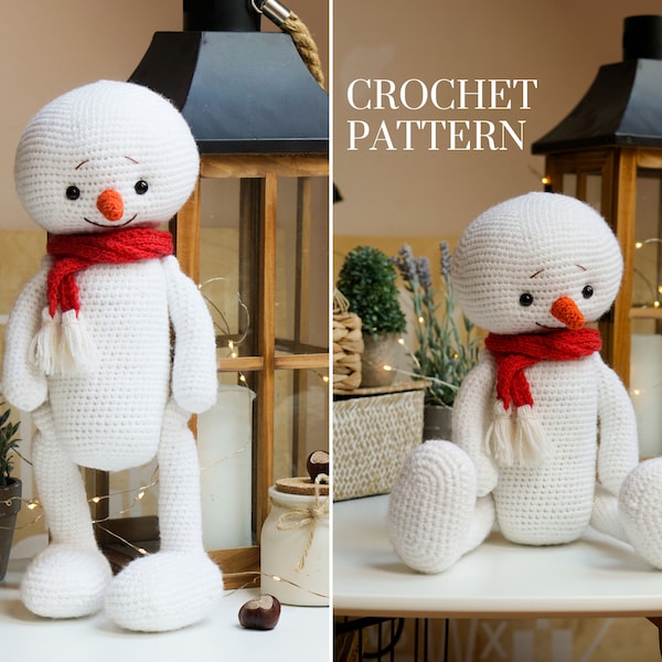 Crochet snowman pattern - amigurumi patternы by Polushkabunny