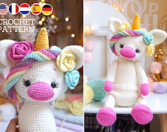 CROCHET PATTERN - Amigurumi Unicorn Crochet Toy Pattern / Polushkabunny