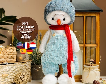 SET - Crochet smowman pattern - Crochet and Knitting Clothes patterns by Polushkabunny - amigurumi patterns