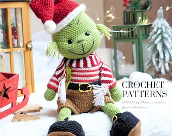 SET - Crochet GRINCH pattern + OUTFIT - Crochet patterns by Polushkabunny - amigurumi patterns