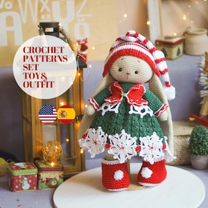 SET Häkelanleitungen - Spielzeug Hase - Outfit Santa - Polushkabunny