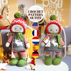 Weihnachtswichtel - Strickanleitung - Stricktier-Kleidung-Muster / Polushkabunny