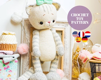 CROCHET PATTERN - Amigurumi Cat Crochet Toy Pattern / Polushkabunny