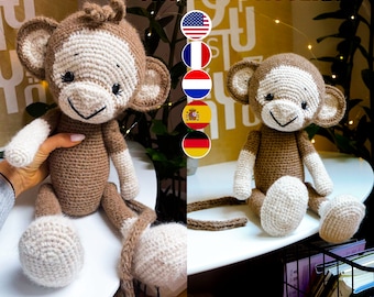 Crochet Monkey Pattern - amigurumi toy pattern - Polushkabunny