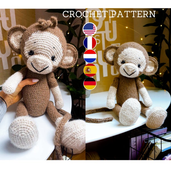 Crochet Monkey Pattern - amigurumi toy pattern - Polushkabunny