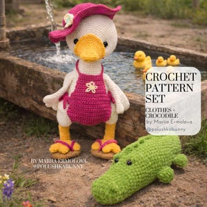 GEHAAKT PATROON - Strandset voor gans of eend + pluche krokodilzwembaddobber - Engels