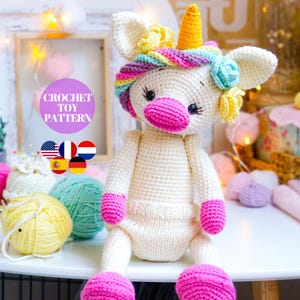 CROCHET PATTERN - Amigurumi Unicorn Crochet Toy Pattern / Polushkabunny