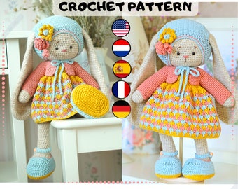 crochet pattern amigurumi doll Clothes Outfit "LEA" / Polushkabunny