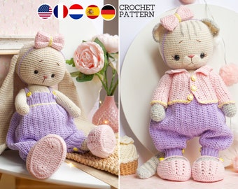 Crochet pattern toy clothes Pattern Outfit "CHANEL" for lage toys / Polushkabunny