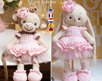 Polushkabunny crochet pattern amigurumi doll Clothes Pattern Outfit "BALLERINA"
