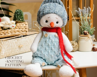 SET - Crochet smowman pattern - Crochet and Knitting Clothes patterns by Polushkabunny - amigurumi patterns