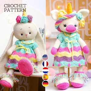 Häkelanleitung Spielzeugkleidung Outfit Outfit &quot;&quot;EINHORN&quot;&quot; für lage Toys / Polushkabunny.&quot;