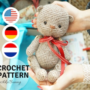 teddy bear Crochet pattern pdf Printable tutorial - English, Deutsch, Français, Nederlands, Español / Polushkabunny